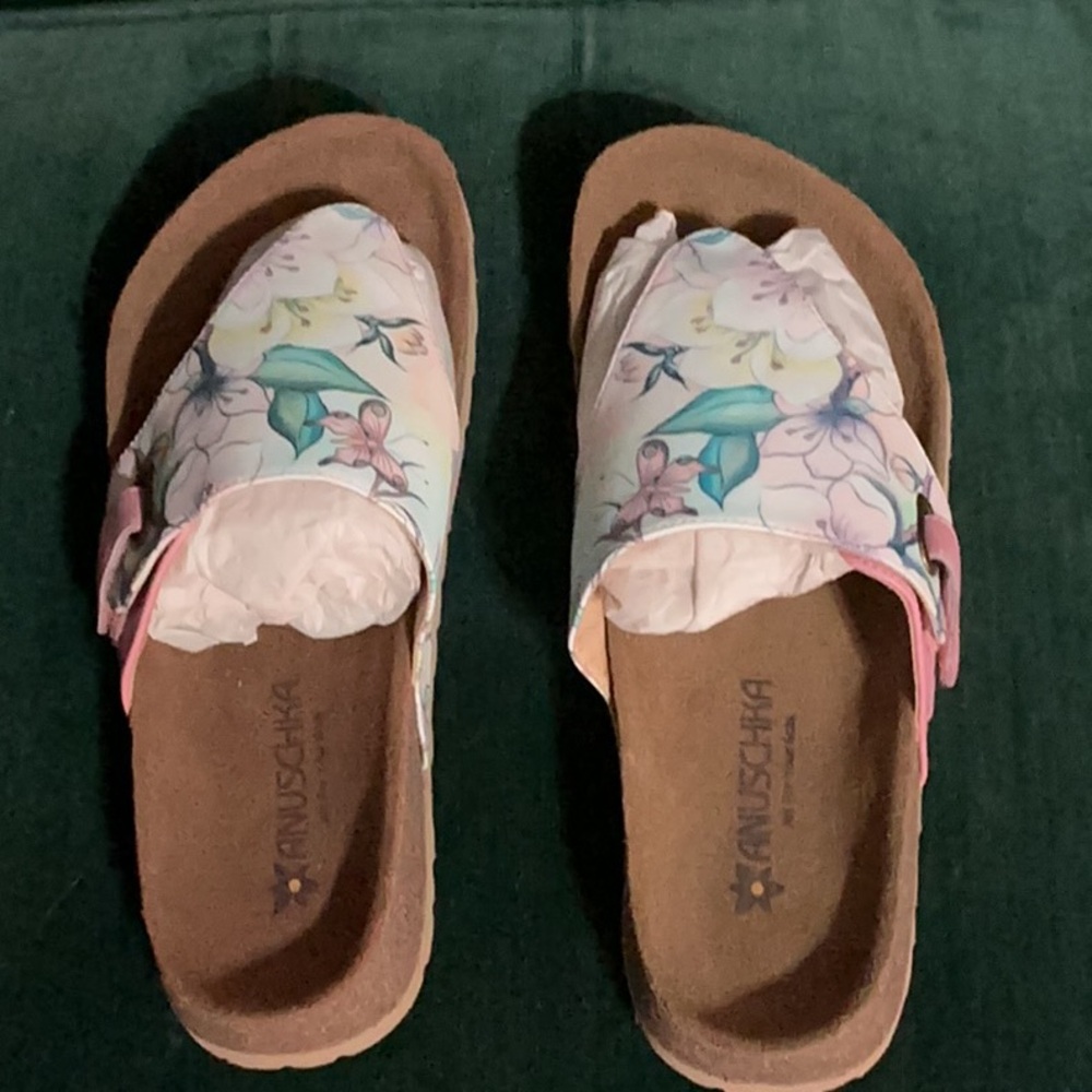 ANUSCHKA KYRA JAPANESE GARDEN WOMENS LEATHER SANDALS NEW
